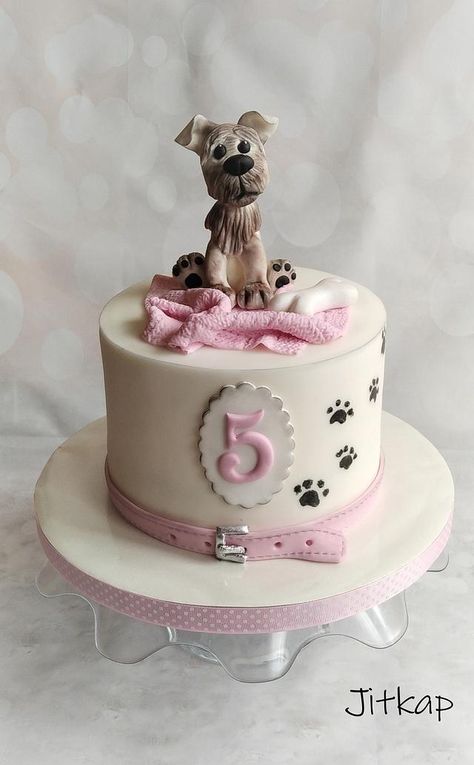 Dog cake by Jitkap Cake With Dog Design, Dog Cake Decorating Ideas, Dogs Cake, Cake With Dog, Dog Cakes Design, Puppy Cake Design, Dog Cake For Kids Birthday, Cake Dog Design, Dog Cake Ideas