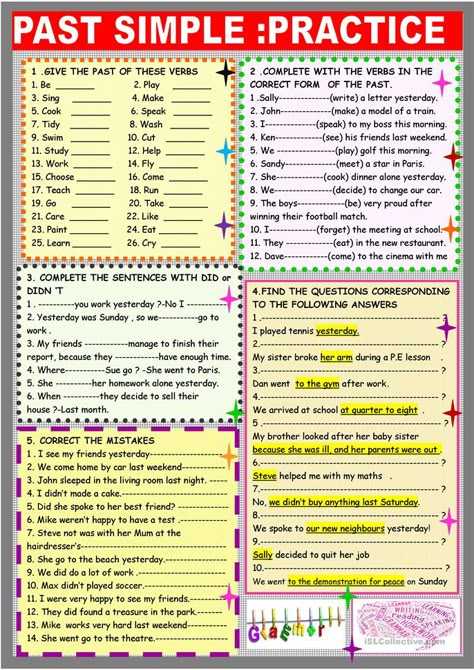 Tense Worksheet, Verbs Worksheet, Regular And Irregular Verbs, Simple Past Tense, Past Simple, English Teaching Materials, Grammar Exercises, Simple Exercise, Teaching English Grammar