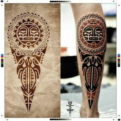 Polynesian #tiki tattoo design for the #calf. If you're looking for new #ideas for your new calf tattoo, please check this #flash gallery! Polynesian Leg Tattoo, Tato Maori, Tiki Tattoo, Tiki Faces, Mayan Tattoos, Maori Tattoos, Polynesian Tattoo Designs, Marquesan Tattoos, Maori Tattoo Designs