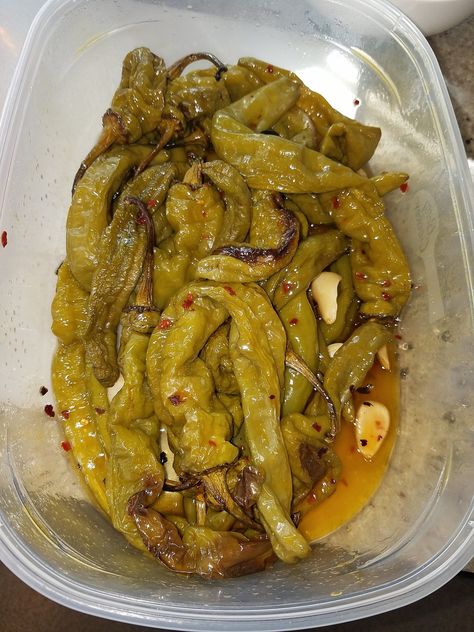 Recipes & Culinary Creations — Roasted Italian long hots. Long hot peppers (8),... Italian Long Hots Recipe, Cabana Recipes, Canned Peppers, Long Hot Peppers, Recipes With Banana Peppers, Hot Banana Peppers, Hot Pepper Recipes, Roasted Banana, Jalapeno Jelly