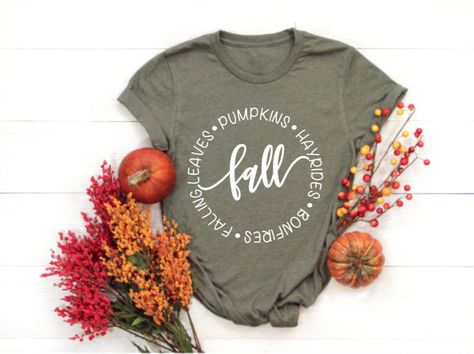 Excited to share this item from my #etsy shop: Bonfires Falling Leaves Hayrides Fall Shirt, Cute Fall Shirts, Fall T-Shirts for Women, Fall List, Women's Graphic Tees, Autumn Tee Shirts Fall Shirt Svg, Its Fall Yall, Fall Words, Autumn Svg, Fall Football, Its Fall, Fall Yall, Pumpkin Svg, Fall Apples