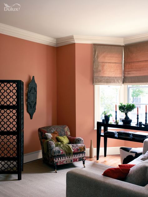 Tuscan Terracotta. Terra Cotta Paint, Terra Cotta Paint Color, Tuscan Style Decorating, Terracotta Living Room, Terracotta Walls, Dining Room Paint Colors, Warm Home Decor, Kitchen Wall Colors, Room Paint Colors