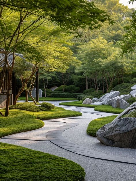 Japanese Patio Design, Contemporary Japanese Garden, Japanese Zen Gardens, Modern Zen Garden Backyard, Garden Park Design, Zen Garden Landscaping, Japan Garden Design, Outdoor Zen Garden, Modern Zen Garden