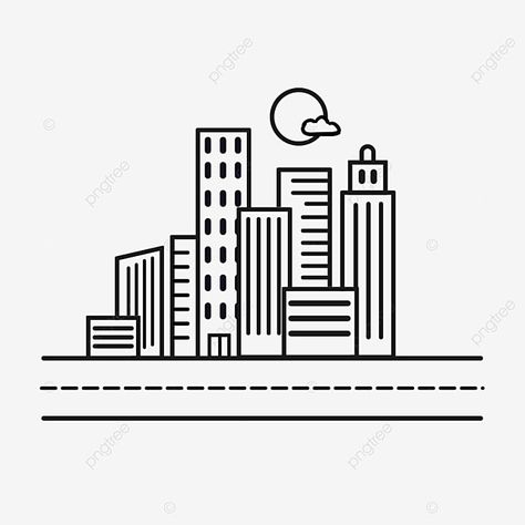 City Simple Drawing, City Buildings Drawing Simple, Easy Cityscape Drawing, How To Draw City, City Easy Drawing, Cartoon Buildings City, Buildings Drawing Simple, Easy Building Drawings, Building Drawing Easy