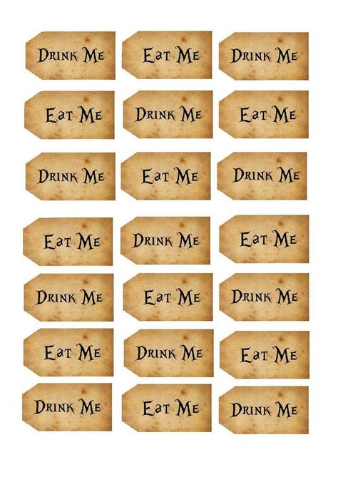 Alice in Wonderland Drink Me Tags Printable Cake Rice Paper, Alice In Wonderland Eat Me, Alice In Wonderland Printables, Alice In Wonderland Crafts, Alice In Wonderland Decorations, Vintage Alice In Wonderland, Eat Me Drink Me, Alice In Wonderland Tea Party Birthday, Onederland Birthday Party