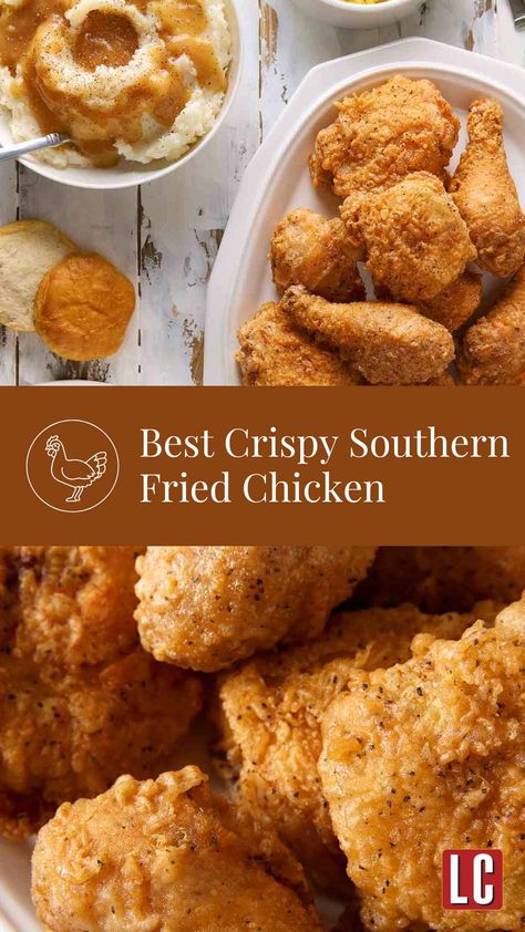 This crispy batter fried chicken has shatteringly crisp skin and juicy, tender meat. Give it a try and see why folks are calling it the best fried chicken they've ever tried. Fried Chicken Wet Batter Recipe, Grandma's Fried Chicken, Batter Fried Chicken Tenders, Best Fried Chicken Batter Recipe, Batter Dipped Chicken, Battered Chicken Recipes, Best Southern Fried Chicken Batter, Fried Chicken Drum Stick Recipes, Crispy Chicken Batter