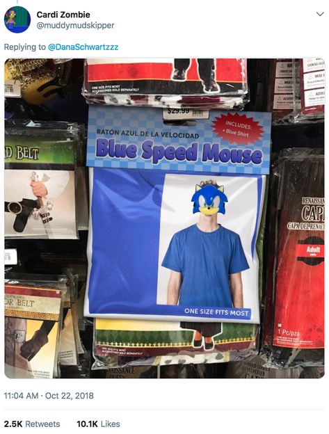 This "Blue Speed Mouse" costume: 21 Unintentionally Hilarious Knock-Off Halloween Costumes That Are Just MAYBE Better Than The Real Thing Costume Meme, Epic Fortnite, Joke Funny, Video Game Characters, Edgy Memes, Costume Halloween, Bones Funny, Game Character, Dankest Memes