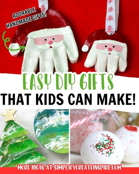 These Christmas gifts kids can make are made with love! There is something so special about receiving handmade Christmas gifts and even more so when it is a gift made by a child who is special to you.The best part is, that there are plenty of easy Christmas gifts for kids to make, with a little help from you!So I’ve put together some creative and unique handmade Christmas gifts kids can make themselves. DIY Gifts Gifts From Toddlers Homemade Christmas, Kids Homemade Christmas Gifts For Family, Diy Christmas Gift From Grandkids, Christmas Craft Gifts For Grandparents, Kids Diy Gifts For Christmas, Easy Gifts For Parents From Students, Diy Gifts Made By Kids, Diy Christmas Kids Gifts, Toddler Christmas Gift For Parents