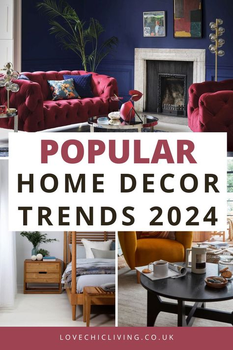 Curious about what 2024 has in store for home interiors? Our latest blog post on Popular Home Decor Trends 2024 is a must-read! From eco trends and minimalist homes to the most sought-after upcoming trends, we've got you covered. Get ahead of the curve and find out which trends to follow to keep your home stylish and updated. Read now and stay in the loop for your next home makeover! Home Interior Trends 2024, Current Home Decorating Trends 2023, Design Styles Types Of Interior List, Decorating Trends For 2024, 2024 Apartment Decor Trends, Popular Home Decor Trends 2024, Trending Decor 2024, 2024 Wall Decor Trends, Trendy Furniture 2024