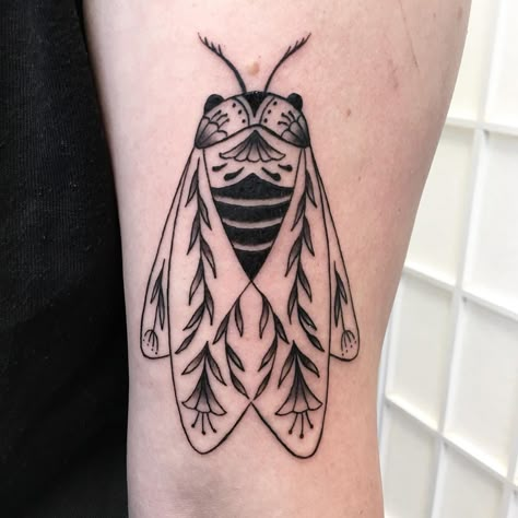 ⚡️All machine⚡️ summer cicada for Ciara who’s always down to get the coolest shit! Thank you for the support since my early days 🥺 More… Insect Patchwork Sleeve, Cicadas Tattoo, American Traditional Cicada Tattoo, Small Cicada Tattoo, Simple Cicada Tattoo, Cicada Tattoo Traditional, Cicada Tattoo Design, Traditional Insect Tattoo, Cicada Tattoo