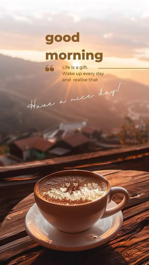 Cash Picture, Coffee And Sunrise, Coffee Morning Quotes, Good Morning Coffee Cup, Monday Morning Coffee, Morning Massage, Good Morning Posters, Good Morning Massage, Watching The Sunrise