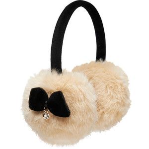 Cream and black earmuffs with bow Black Earmuffs, Winter Kawaii, Fur Keychain, Xmas Wishlist, Kawaii Shirts, Pom Pom Keychain, Winter Fashion Outfits Casual, Fur Accessories, Heart Keychain