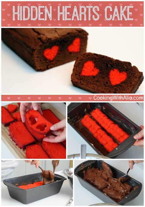 Impress your loved one with this Hidden Hearts Cake!  CookingWithAlia - Episode 359 How To Bake Heart Cake, How To Shape A Heart Cake, Hidden Heart Loaf Cake, Diy Heart Cake Shape, Heart Shape Chocolate Cake Designs, Heart Cake Recipes, Baby Food Schedule, Hidden Hearts, Hearts Cake