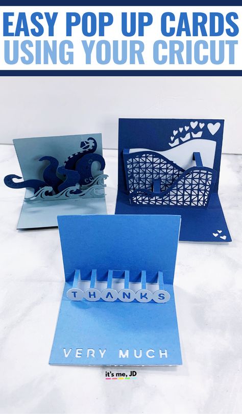 Cricut Pop Up Cards, 3d paper crafts #cricut #cricutcrafts #cricutcards #popupcards #papercrafts Easy Pop Up Cards, Cricut Birthday Cards, Diy Pop Up Cards, Crafts Cricut, Cricut Cards, Cricut Craft Room, Card Making Tutorials, Fancy Fold Cards, Cricut Tutorials