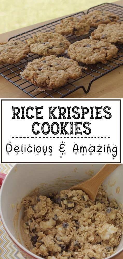 Cookies With Rice Krispies, Quick Rice, Healthy Food Facts, Cookie Bar Recipes, Breakfast Cookies, Cookies Recipes Christmas, Good Healthy Recipes, Easy Cookies, Cookie Desserts