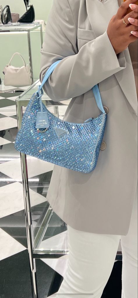 Prada Bag Aesthetic, Prada Bag Outfit, Prada Re Edition 2000, Sparkly Bag, Bag Jeans, Glitter Bag, Crystal Bags, Girly Bags, Satin Bags