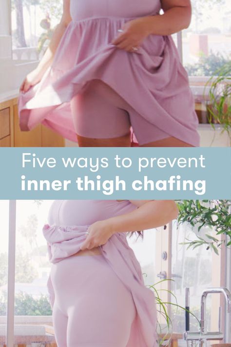 Summer is here, and for too many of us that means chub rub. We’ve put together a list of five ways to prevent inner thigh chafing, including our favorite—Thigh Society anti-chafing shorts. #buttsweat #sweathack #chafinghack #slipshorts #thighrub Anti Chafing Diy, Thigh Rubbing Remedy, Thigh Chafing Hacks, Inner Thigh Rash, Thigh Chaffing, Inner Thigh Chafing, Natural Face Masks, Thigh Rub, Anti Chafing Shorts