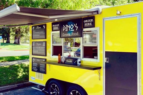 Yellow Food Truck, Korean Mexican Fusion, Kitchen On Wheels, Souvlaki Skewers, Korean Mexican, Mexican Fusion, Gyro Recipe, Yellow Food, Korean Kimchi