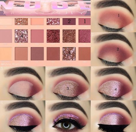 Teknik Makeup, Make Up Designs, Eyeliner Tips, Sparkly Eyeshadow, Mekap Mata, Eyeshadow Tutorials, Linda Hallberg, Nude Palette, Makeup Tutorial Eyeshadow