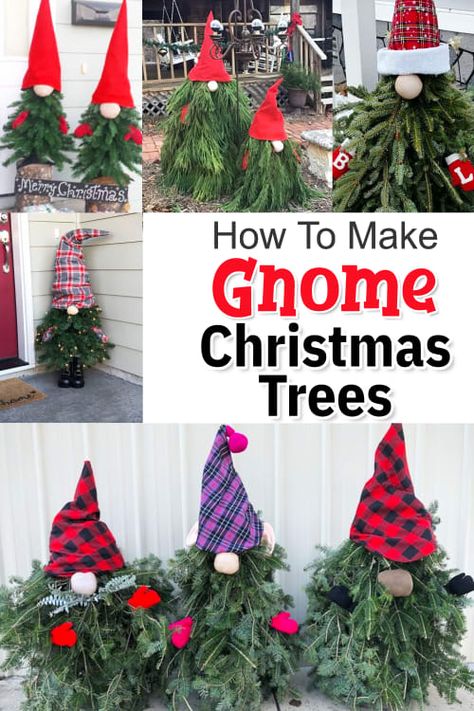 DIY Christmas Gnomes - How To Make Gnome Christmas Trees For Decorating Outdoors Or In - Video - Clever DIY Ideas Gnome Trees, Christmas Knomes, Gnome Christmas Tree, Gnome Tree, Tree For Christmas, Outdoor Christmas Diy, Fake Christmas Trees, Grinch Christmas Decorations, Christmas Tree Decorations Diy