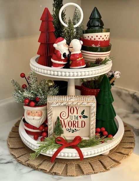 Tiered Tray Decorating, Home Decor and More with MJ's | My first tiered tray for Christmas 2024 | Facebook Christmas Tray, Tiered Tray Diy, Celebrate Good Times, Decorating Home, Christmas Mood, Christmas 2024, Tiered Tray, Wonderful Time, Tray Decor