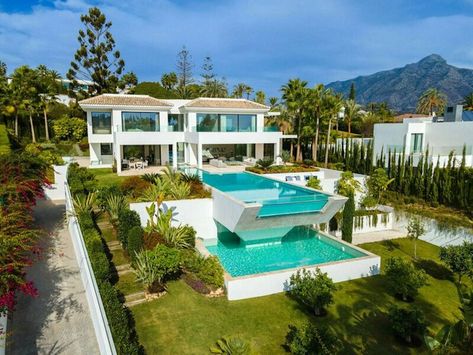 Substantial Modern Villa With Open Sea And Golf In Marbella, Andalusia, Spain For Sale (11717482) Billionaire Homes, Indoor Outdoor Pool, Marbella Spain, Expensive Houses, Luxury Homes Dream Houses, Real Estate Buying, Andalusia, Luxury Villa, Luxurious Bedrooms