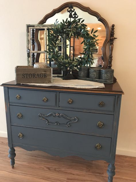 Upcycled Antique Dresser, Bedroom Dresser Refurbished, Vintage Dresser Upcycle, Antique Dresser With Mirror Make Over For Living Room Furniture, Refurbished Antique Furniture, Refinished Dresser With Mirror, Vintage Dresser Makeover With Mirror, Antique Dresser With Mirror Makeover, Refinish Antique Dresser