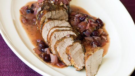 Cranberry Pork Tenderloin Cranberry Pork Tenderloin, Recipe Using Pears, Marinade For Fish, Pear Vinegar, Cranberry Pork, Balsamic Vinegar Recipes, Balsamic Marinade, Cranberry Pear, Thanksgiving Leftover Recipes