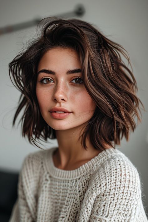 Short wavy bob hairstyles for 2024. Perfect for the woman on the go who doesn't want to compromise on style. Short Wavy Layered Bob, Short Hairstyle Square Face Women, Cute Wavy Bob, Shoulder Length Bob Curtain Bangs, Natural Short Wavy Hair, Wavy Bobs Hairstyles, Short Bob Hairstyles 2024, Bob Haircut Wavy Hair, Short Wavy Hair Natural