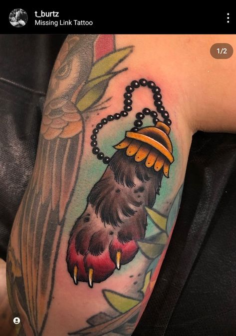 Lucky Paw Tattoo, Rabbit Paw Tattoo, Lucky Rabbit Foot Tattoo, Rabbits Foot Tattoo, Neotrad Sleeve, Rabbit Foot Tattoo, Tattoo Drawing Reference, Lucky Rabbit Foot, Cat Paw Tattoos