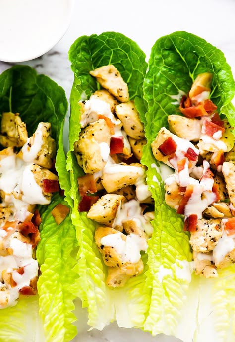 Recipes With Romaine Lettuce, Bacon Lettuce Wraps, Chicken Bacon Avocado, Life In The Lofthouse, Salad Add Ins, Bacon Seasoning, Sandwich Wraps Recipes, Taco Lettuce Wraps, Creamy Ranch Dressing