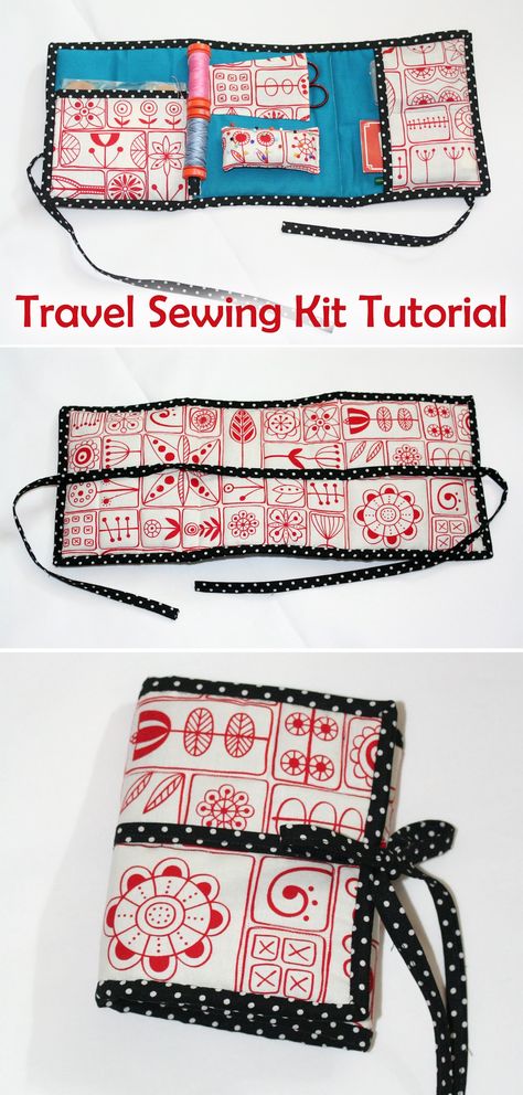 Travel Sewing Kit Pattern & Tutorial Sewing Kits To Make Free Pattern, Diy Sewing Kit Organizer, Sewing Travel Kit, Travel Sewing Kit Diy, Travel Sewing Kit Pattern Free, Sewing Organizer Pattern Free, Hussif Patterns Tutorials, Needle Case Pattern Free, Sewing Kit Pouch