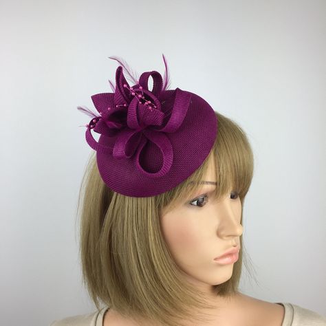 Magenta Fascinator Pink Purple Fascinator on Headband or Clip Purple Pink Wedding Fascinator Occasion Hat Pillbox Mother of the Bride Groom by PrettyElegant1 on Etsy Purple Short Brim Fascinator For Races, Purple Short Brim Fascinator For Evening, Elegant Purple Short Brim Fascinator, Purple Spring Fascinator Hat, Purple Hat-shaped Fascinator For Wedding, Pink Purple Wedding, Purple Fascinator, Occasion Hats, Hens Night