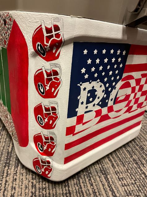 Fireball Cooler Painting, Texas Tech Frat Cooler, Delta Sigma Phi Cooler, Nola Frat Cooler Ideas, Frat Cooler Hockey, Mizzou Frat Cooler, Ole Miss Frat Cooler, Frat Coolers Ideas Fraternity, Phi Delt Cooler