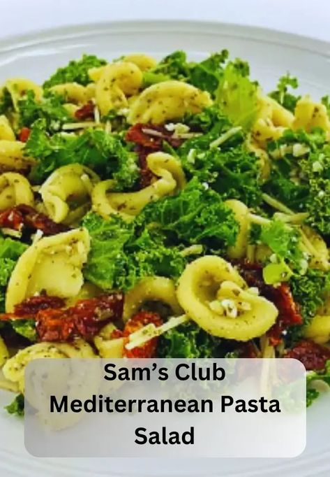 Sams Club Copycat Recipes, Kale Pasta Salad, Salad Copycat, Mediterranean Pasta Salad, Mediterranean Salad Recipe, Mediterranean Pasta Salads, Pasta Salad With Tortellini, Mediterranean Diet Recipes Dinners, Mediterranean Pasta