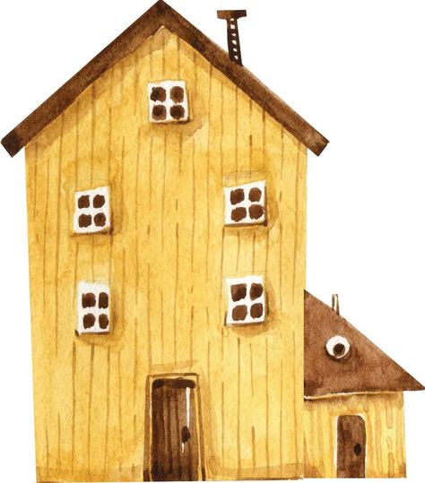 yellow wooden house in cartoon style, watercolor illustration Wooden House Illustration, Cartoon House, House Illustration, Graphic Templates, Wooden House, Cartoon Style, Watercolor Illustration, Cartoon Drawings, Cartoon Styles