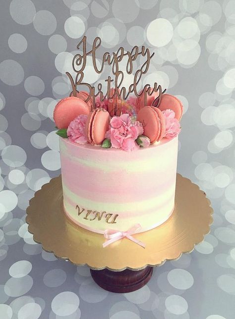 Pink Buttercream by Joonie Tan Macaroon Cake, Pink Buttercream, 21st Cake, Macaron Cake, 18th Birthday Cake, Naked Cakes, Buttercream Cakes, Drip Cake, Bday Cake