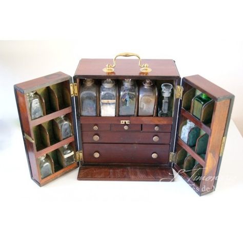 Victorian Apothecary, Medical Antiques, Hidden Games, Nautical Furniture, Travel Bar, Medicine Chest, Campaign Furniture, Goth Home, Goth Home Decor