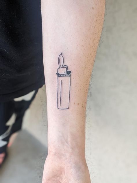 Bic Lighter Tattoo, Lighter Tattoo Minimalist, Lighter Tattoo Design, Lighter Tattoos, Lighter Tattoo, Second Tattoo, Cherry Tattoos, Body Image Art, Light Tattoo