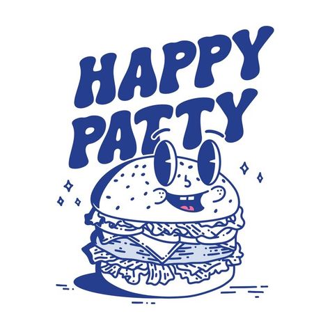 Happy patty burger retro illustration | Premium Vector #Freepik #vector