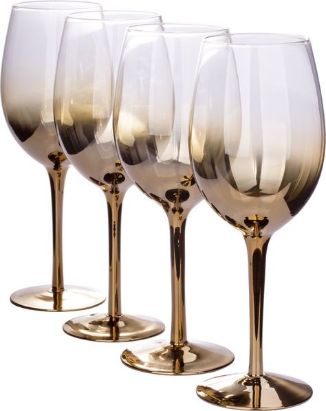 Fancy Wine Glass Set with ombre effect metal finish #winelover #wineglass #ombreglass Fancy Wine Glasses, Wine Corker, Gold Wine Glasses, Assiette Design, Wine Bottle Glasses, Colored Wine Glasses, Kitchen Decor Collections, Gold Wine, Gold Ombre