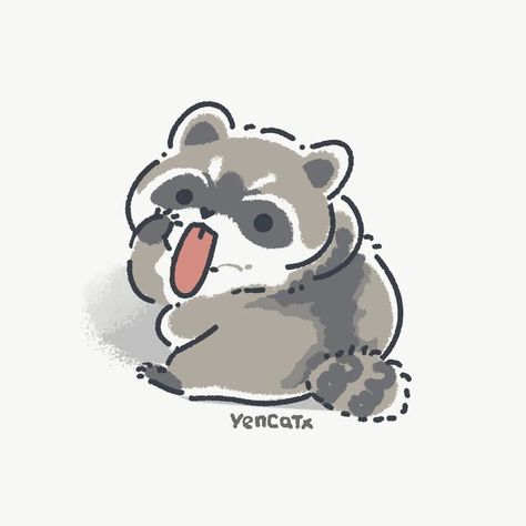 Raccoon Drawing, Raccoon Art, Bakugou Manga, Animal Doodles, 강아지 그림, Cute Raccoon, Cute Animal Drawings Kawaii, Trash Panda, Alone Time