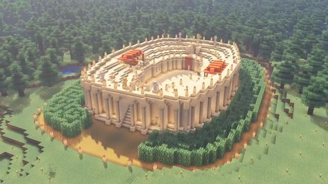 Minecraft Battle Arena Ideas, Minecraft Arena Build, Minecraft Pvp Arena Ideas, Minecraft Arena Ideas, Minecraft Pvp Arena, Minecraft Arena, Gladiator Arena, Minecraft Map, Minecraft Blueprints