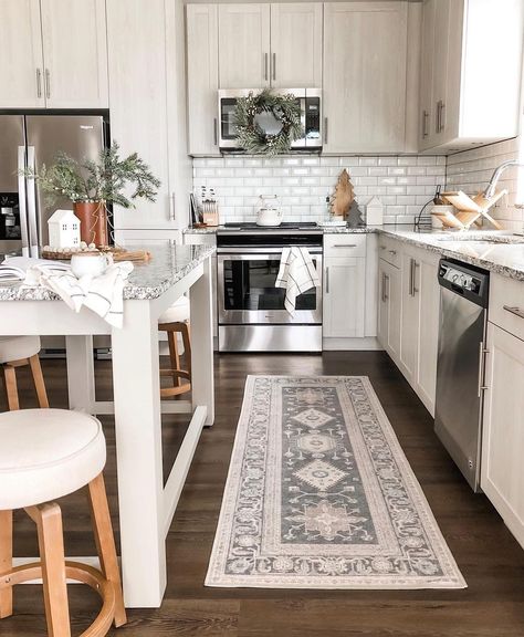 Machine Washable Rugs on Instagram: “The perfect kitchen runner. ✨ (via @whereheartresides) ❤️ Runner: Cambria Abalone Rug” Kitchen Runner Rug Ideas, Kitchen Runners, Persian Rug Designs, The Perfect Kitchen, Kitchen Runner Rug, Perfect Kitchen, Holiday Kitchen, Kitchen Runner, Machine Washable Rugs