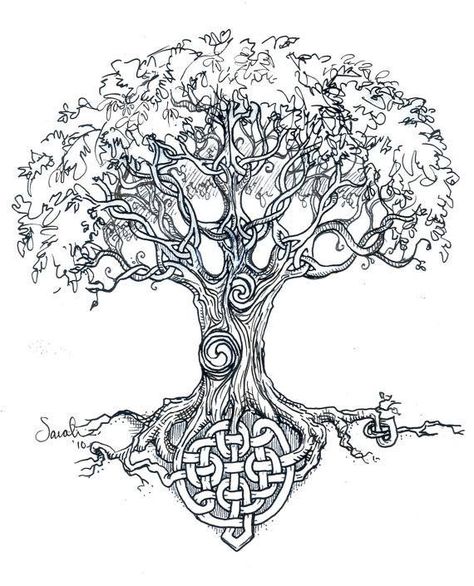 Celtic Tree Tattoos, Celtic Knot Tattoo, Tattoo Tree, Tree Of Life Symbol, Knot Tattoo, Tree Tattoos, Celtic Tattoo, Norse Tattoo, Mandalas Painting