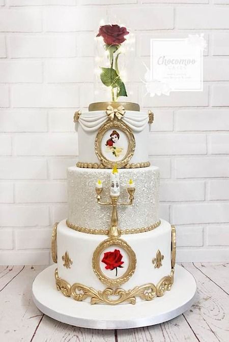 Beauty And The Beast Wedding Cake, Princess Wedding Cakes, Beauty And The Beast Quince, Beauty And The Beast Wedding Theme, Quince Cakes, Beauty And Beast Birthday, Cake Princess, Beauty And Beast Wedding, Disney Princess Wedding