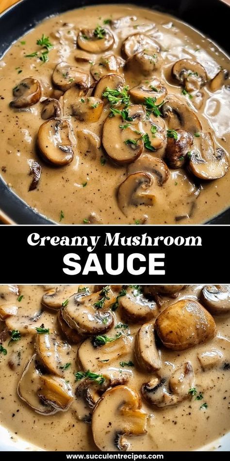 Elevate your dishes with this Rich and Creamy Mushroom Sauce! Perfect for steak, chicken, or pasta, this flavorful sauce is packed with savory goodness. Creamy Steak Sauce, Mushroom Sauce For Chicken, Steak Toppings, Garlic Mushroom Sauce, Mushroom Sauce Steak, Steak Sauce Recipes, Mushroom Pasta Sauce, Food For The Week, Mushroom Sauce Recipe