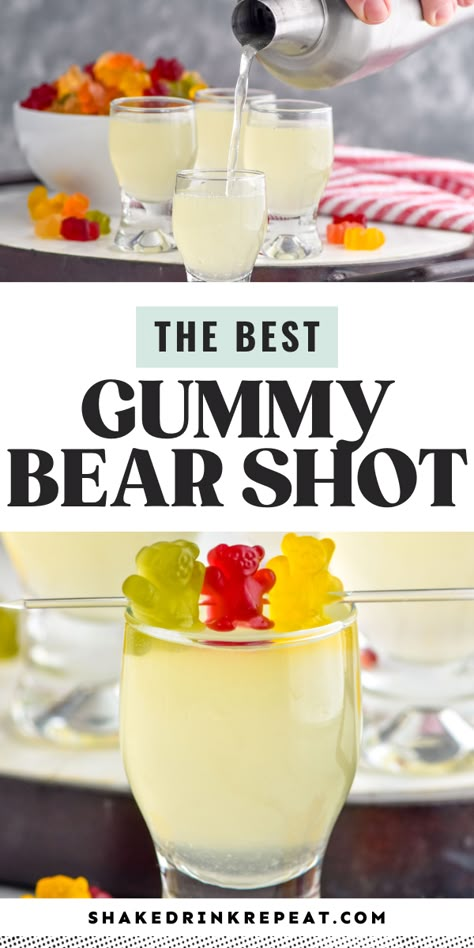 $300 Candy Recipe, Camper Crawl Drinks, Gummy Bear Shots, Jolly Rancher Shot, White Gummy Bear, Fruity Shots, Shots Alcohol Recipes, Blame It On The Alcohol, Jell O Shots