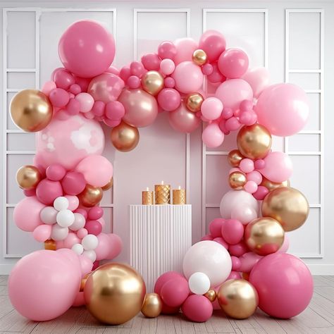 Amazon.com: PartyWoo Pink and Gold Balloons, 140 pcs Pastel Pink and Chrome Gold Balloons Different Sizes Pack of 18 Inch 12 Inch 10 Inch 5 Inch for Balloon Garland Arch as Birthday Decorations, Party Decorations : Toys & Games Pink And Gold Balloons, Gold And Pink Balloons, Pink And Gold Birthday Party, Small Balloons, Garland Arch, Bubble Balloons, Balloon Pump, Pink Out, Anniversary Decorations