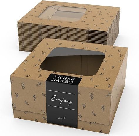 Amazon.com: Pop Up Bakery Boxes with Window - 20 Kraft Pastry Boxes - 6 x 6 x 3 Inches - Window Bakery Box Set with Grease-Proof Coating - For Cookies, Cakes, Strawberries, Candy, and Macaron Treats: Industrial & Scientific Bakery Boxes Packaging Ideas, Bakery Box Design, Bakery Packaging Ideas, Bakery Boxes Packaging, Cake Box Design, Pop Up Bakery, Strawberry Boxes, Pretty Baking, Cake Boxes Packaging